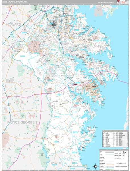 Anne Arundel County, MD Wall Map